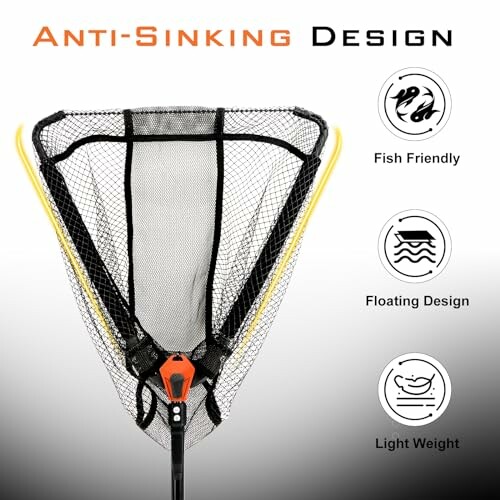 Anti-sinking fishing net with floating design and fish-friendly features.