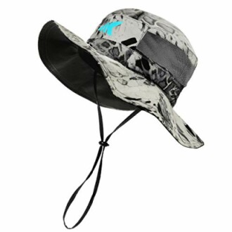 Camouflage bucket hat with chin strap