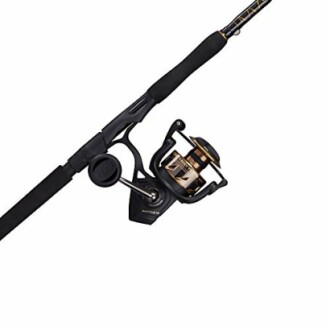 Fishing rod with a spinning reel attached.