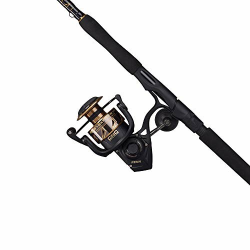 Fishing rod and reel combo with black handle.