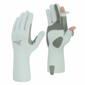 Lightweight fishing gloves with grip pattern.