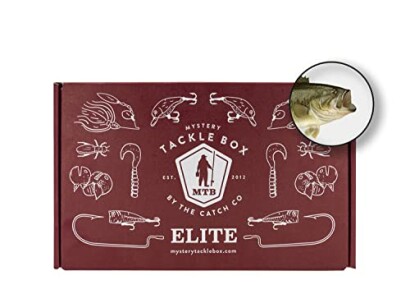 Mystery Tackle Box with fishing lures and fish illustration
